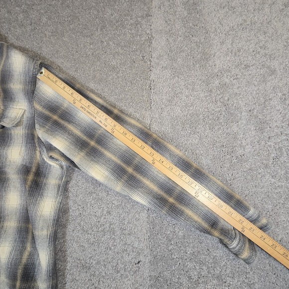 Tailor Vintage Reversible Flannel Shirt Mens Large Gray Green/Blue Plaid Stripes - Picture 7 of 9